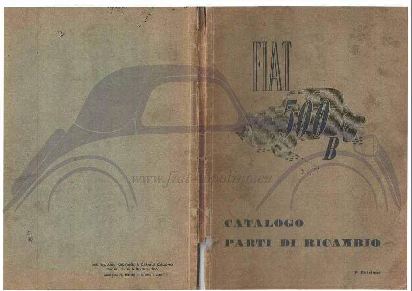 Fiat 500 B Catalogo Parti di Ricambio 1a Edizione Italiano